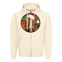 Sandshell Belgian Horse  Christmas Zipper Hoodie - LillyAllenDesigns