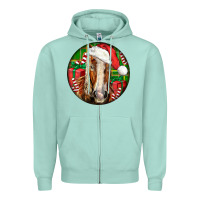 Seafoam Belgian Horse  Christmas Zipper Hoodie - LillyAllenDesigns