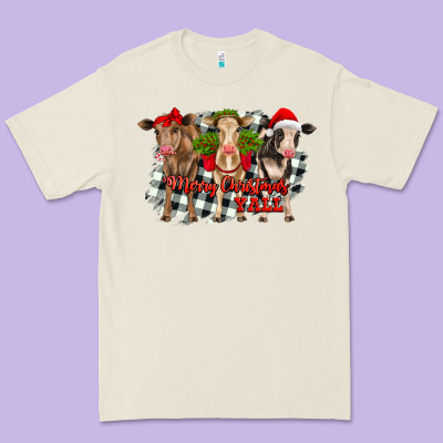 Merry Christmas Y'all Heifers Premium Tee Designed By Ranaportraitstore