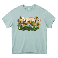 Arona charolais cow with sunflower Heavy Core Tee - LillyAllenDesigns