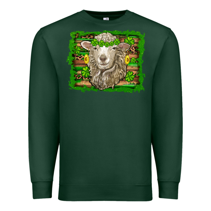 St Patricks Day Sheep Shamrock Gold  Serape Leopard Glitter Premium Sweatshirt by Artiststas | Teevron