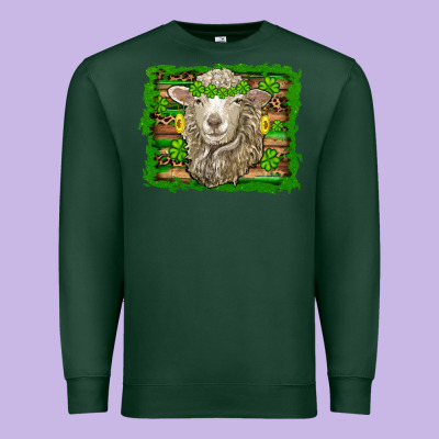 St Patricks Day Sheep Shamrock Gold  Serape Leopard Glitter Premium Sweatshirt Designed By Artiststas