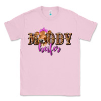 Bubblegum Pink Moody Heifer with Leopard Classic Tee - texasbilliewilder