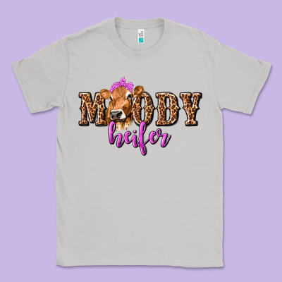 Moody Heifer With Leopard Classic Tee Designed By Texasbilliewilder