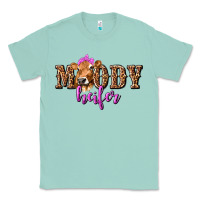 Seafoam Moody Heifer with Leopard Classic Tee - texasbilliewilder