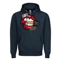Navy Love Bites Zipper Hoodie - SublimationCraftShop
