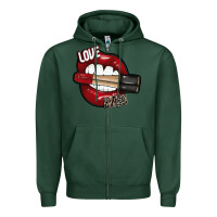 Sports Green Love Bites Zipper Hoodie - SublimationCraftShop