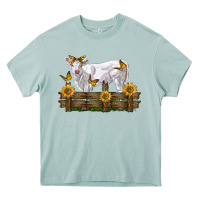 Arona charolais calf with sunflowers Heavy Core Tee - LillyAllenDesigns