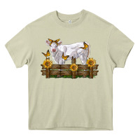 Mossy charolais calf with sunflowers Heavy Core Tee - LillyAllenDesigns