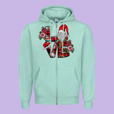 Love Gnome Zipper Hoodie Designed By Sublimationcraftshop