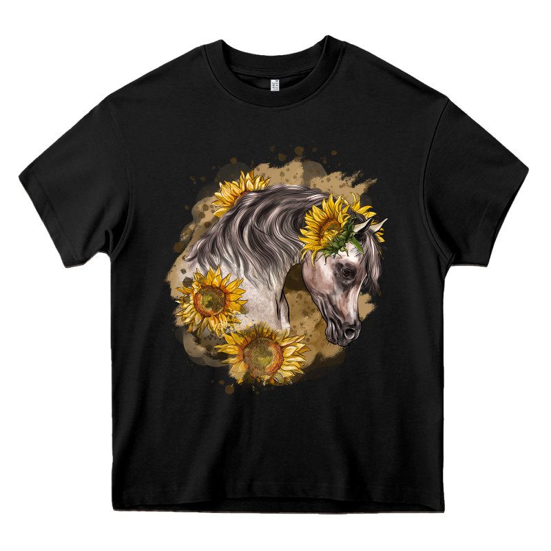 Arabian Horse With Sunflowers Heavy Core Tee by LillyAllenDesigns | Teevron
