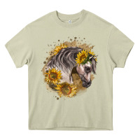 Mossy arabian horse with sunflowers Heavy Core Tee - LillyAllenDesigns