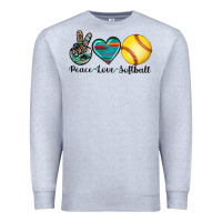 Heather Grey peace love softball Premium Sweatshirt - Artiststas