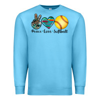 Ocean Blue peace love softball Premium Sweatshirt - Artiststas