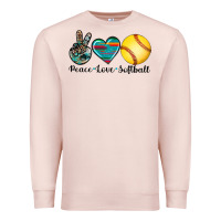 Pale Pink peace love softball Premium Sweatshirt - Artiststas