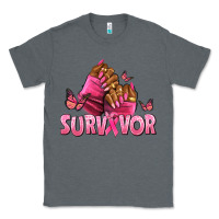 Charcoal Heather Breast Cancer survivor afro nails Classic Tee - NancyCooperArtShop