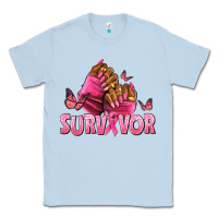 Dusty Blue Breast Cancer survivor afro nails Classic Tee - NancyCooperArtShop