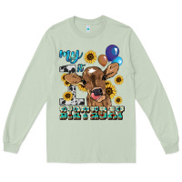 Matcha My first Birthday baby cow sunflower Long Sleeve Tee - HowdyJamesFarm