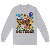 Moon Dust My first Birthday baby cow sunflower Long Sleeve Tee - HowdyJamesFarm