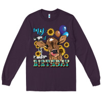 Plum My first Birthday baby cow sunflower Long Sleeve Tee - HowdyJamesFarm