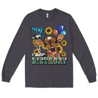 Smoke My first Birthday baby cow sunflower Long Sleeve Tee - HowdyJamesFarm
