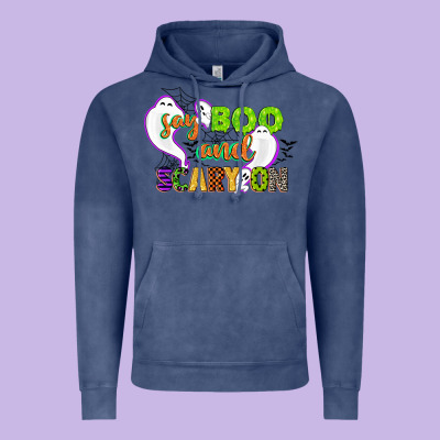 Say Boo And Scary On Vintage Hoodie Designed By Cowgirlartshop