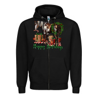 Black happy holidays mustang horse Zipper Hoodie - LillyAllenDesigns