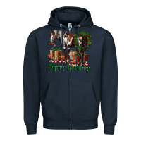 Navy happy holidays mustang horse Zipper Hoodie - LillyAllenDesigns