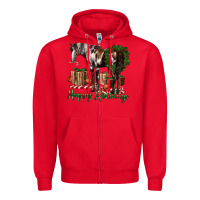 Red happy holidays mustang horse Zipper Hoodie - LillyAllenDesigns