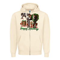 Sandshell happy holidays mustang horse Zipper Hoodie - LillyAllenDesigns