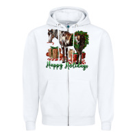 White happy holidays mustang horse Zipper Hoodie - LillyAllenDesigns