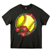 Asphalt Western Softball With Roses Heavy Core Tee - LillyAllenDesigns
