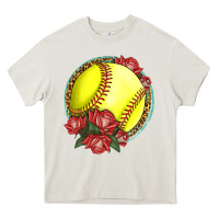 Cream Western Softball With Roses Heavy Core Tee - LillyAllenDesigns