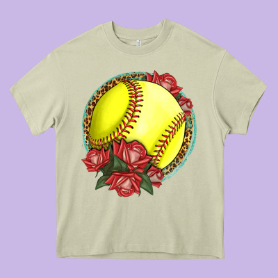 Western Softball With Roses Heavy Core Tee Designed By Lillyallendesigns
