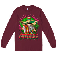 Burgundy Feliz Navidad gnome Mexico Long Sleeve Tee - HowdyJamesFarm