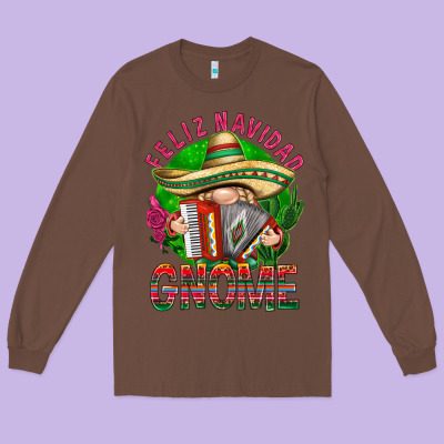 Feliz Navidad Gnome Mexico Long Sleeve Tee Designed By Howdyjamesfarm