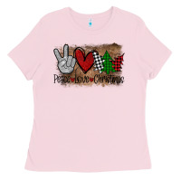 Bubblegum Pink Peace Love Christmas Ladies Tee - Bettercallsaul