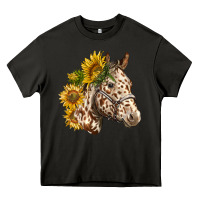 Asphalt appaloosa horse with sunflowers Heavy Core Tee - LillyAllenDesigns