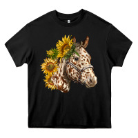 Black appaloosa horse with sunflowers Heavy Core Tee - LillyAllenDesigns