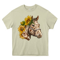 Mossy appaloosa horse with sunflowers Heavy Core Tee - LillyAllenDesigns