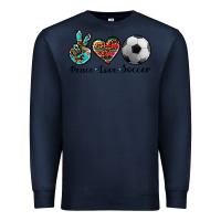 Navy peace love soccer Premium Sweatshirt - Artiststas