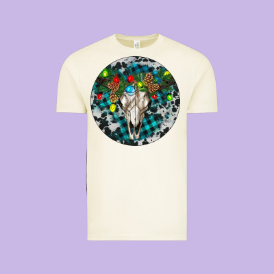 Bull Skull Christmas Vintage Tee Designed By Ranaportraitstore