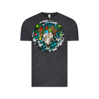Vintage Black Bull Skull Christmas Vintage Tee - RanaPortraitStore