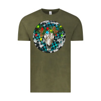 Vintage Olive Bull Skull Christmas Vintage Tee - RanaPortraitStore