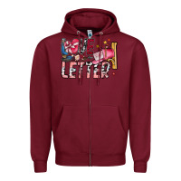 Burgundy Love Letter Zipper Hoodie - SublimationCraftShop