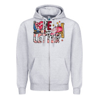 Heather Grey Love Letter Zipper Hoodie - SublimationCraftShop