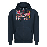 Navy Love Letter Zipper Hoodie - SublimationCraftShop