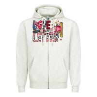 Oatmeal Heather Love Letter Zipper Hoodie - SublimationCraftShop