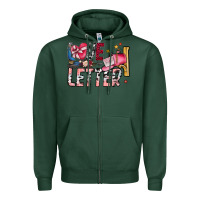 Sports Green Love Letter Zipper Hoodie - SublimationCraftShop