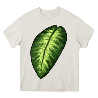 Cream Dumb Cane Leaf Heavy Core Tee - LillyAllenDesigns